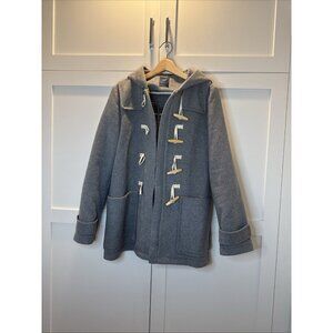 Gap Womens Peacoat Size Large Gray Wool Blend Toggle Lined Coat